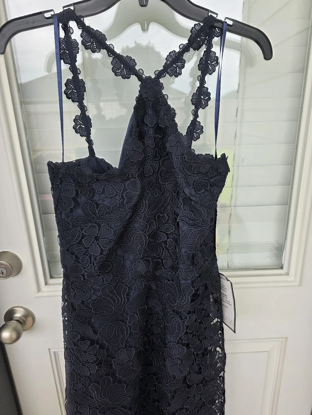 NWT Eliza J Navy Lace Halter Midi Dress Floral Lace Cocktail Dress Size 8 Party
